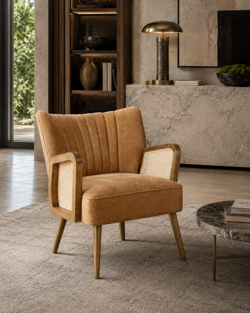 POLTRONA VIRNA BIZZOTTO | in similpelle e rattan| 64x71x79cm