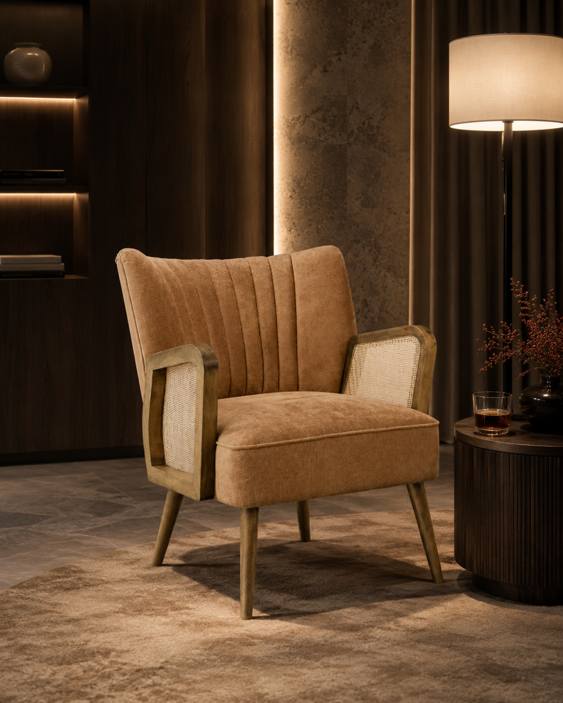 POLTRONA VIRNA BIZZOTTO | in similpelle e rattan| 64x71x79cm