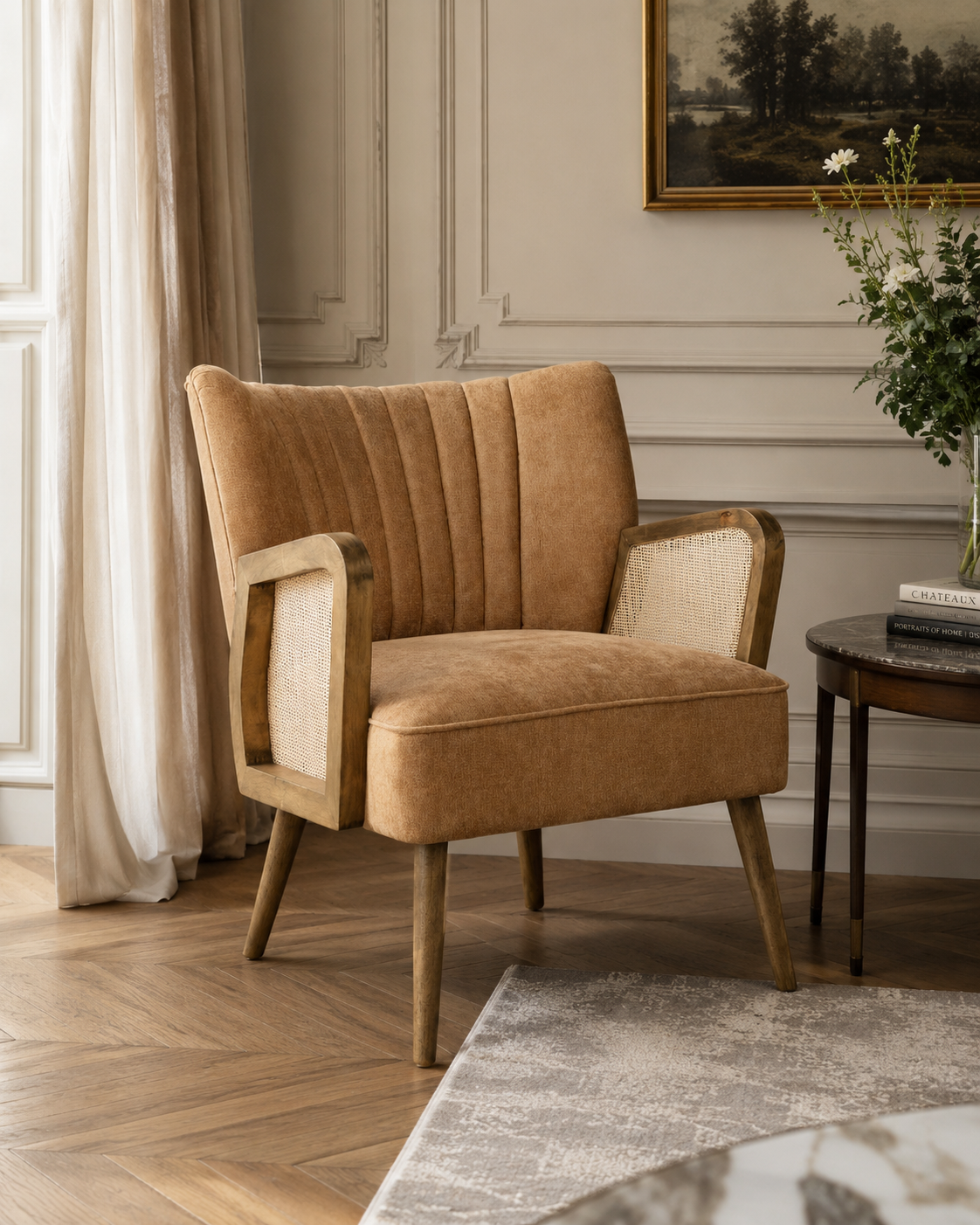POLTRONA VIRNA BIZZOTTO | in similpelle e rattan| 64x71x79cm