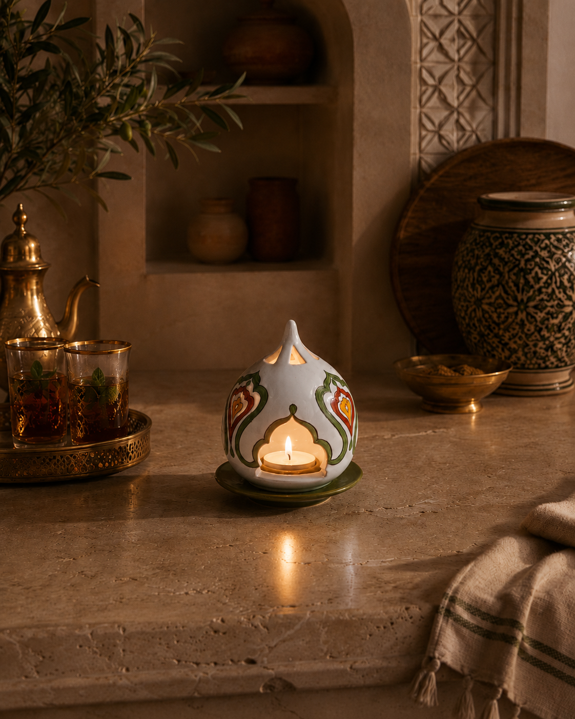 PORTACANDELA MARRAKECH SOPHIE MARIAGE | in ceramica vari colori | 12cm