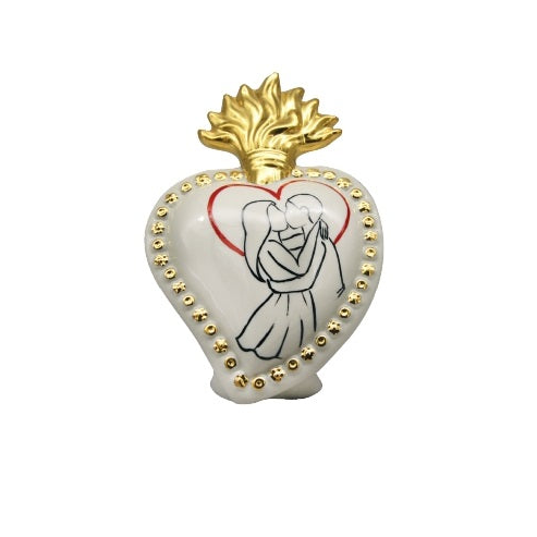DIFFUSORE DI PROFUMO CUORE AMORE SBORDONE PORCELLANE | in porcellana Capodimonte | 12x13cm