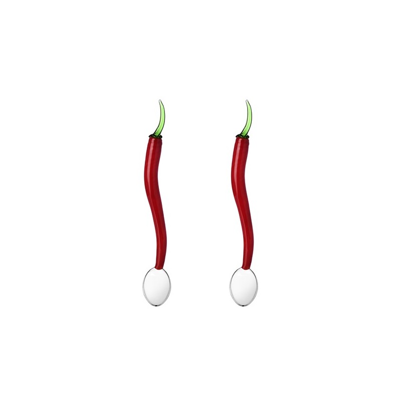 SET CUCCHIAINI PEPERONCINO VEGETABLES ICHENDORF MILANO - in vetro borosilicato - 2pz | Adele Chérie