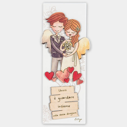 QUADRETTO MATRIMONIO LE GRAZIOSE | in legno | 9x25cm - | Adele Chérie - articoli da regalo e bomboniere