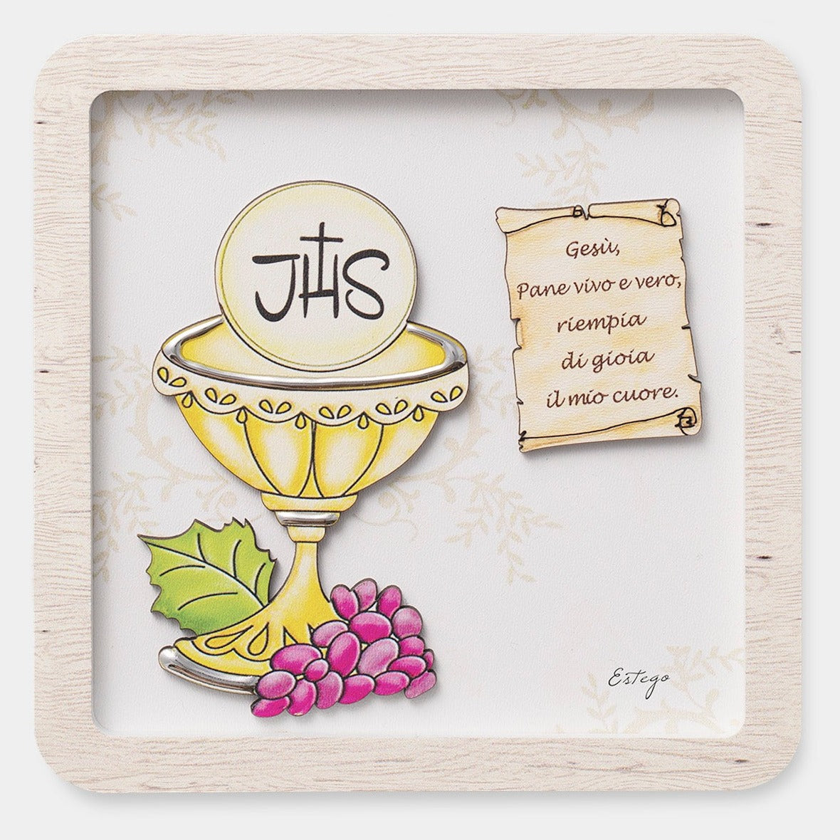 QUADRETTO COMUNIONE LE GRAZIOSE | in legno | 15x15cm - | Adele Chérie - articoli da regalo e bomboniere