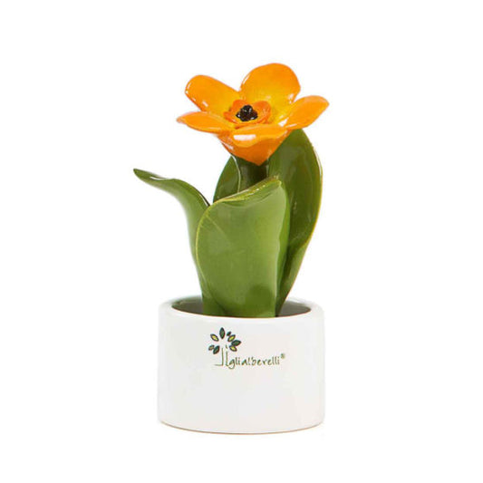 PIANTINA NATURA MIGNON FIORE ARANCIO GLI ALBERELLI | in ceramica di Capodimonte | Ø6x14cm - | Adele Chérie - articoli da regalo e bomboniere