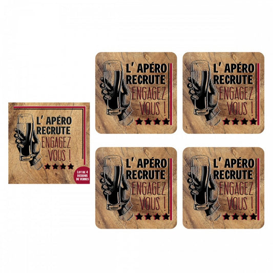 SET SOTTOBICCHIERI RECLUTE ADELE CHERIE | in sughero | 4pz - | Adele Chérie - articoli da regalo e bomboniere