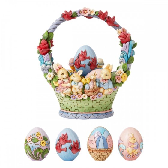 CESTINO DI PASQUA CON UOVA JIM SHORE - in resina - 21,5cm | Adele Chérie
