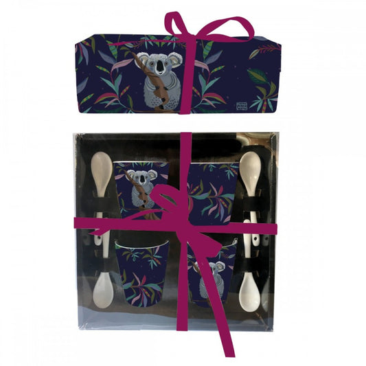 SET TAZZE CON CUCCHIAINO KOALA ALLEN DESIGNS | in ceramica | 4pz