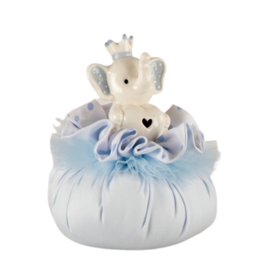 POUF ELEFANTINO CELESTE L'INFINITO | in porcellana | Ø15x21cm - | Adele Chérie - articoli da regalo e bomboniere