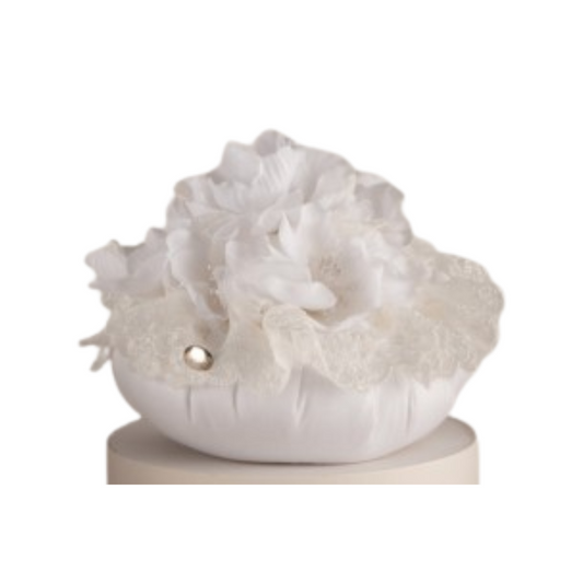 SACCHETTO POUF BIANCO L'INFINITO | in pizzo e tulle | Ø15x10,5cm - | Adele Chérie - articoli da regalo e bomboniere
