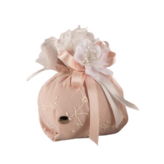 SACCHETTO RETTANGOLARE ROSA L'INFINITO | in pizzo e tulle | 10x7x13cm - | Adele Chérie - articoli da regalo e bomboniere
