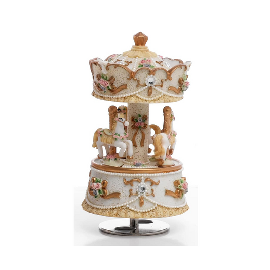 CARILLON CAROUSEL FEST AVORIO ENCANTADA | in resina | 15cm - | Adele Chérie - articoli da regalo e bomboniere