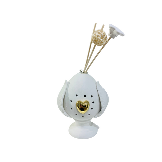 PROFUMATORE PUMO CUORE ORO ADELE CHÉRIE | in porcellana bisquit con led | varie misure - 12x15cm | Adele Chérie - articoli da regalo e bomboniere