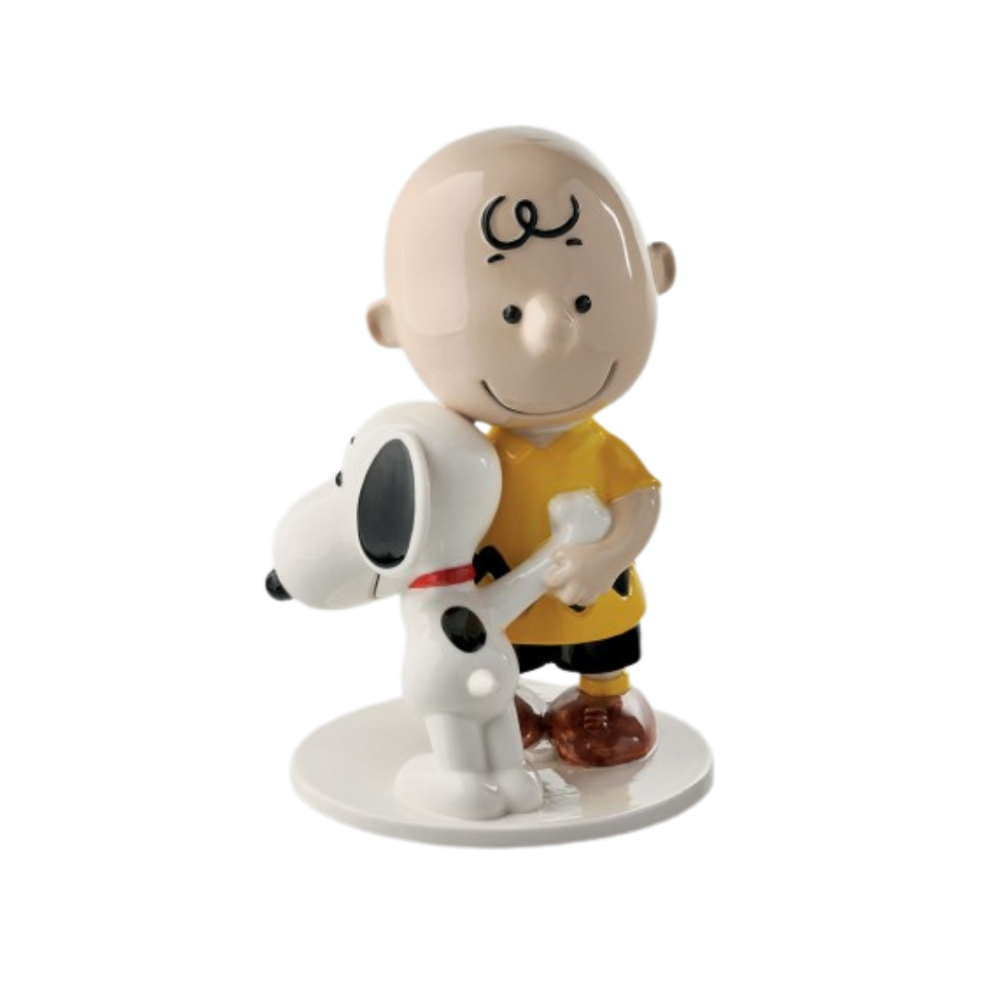 STATUINA CHARLIE BROWN E SNOOPY BIG L'INFINITO | in porcellana lucida | 19x18x27cm - | Adele Chérie - articoli da regalo e bomboniere