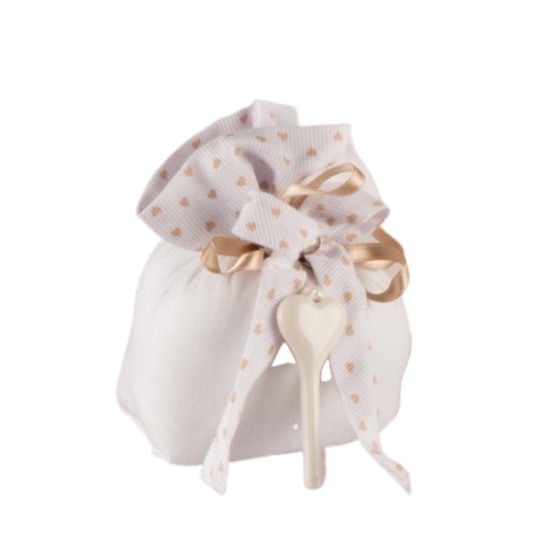 SACCHETTO CON CHIAVE L'INFINITO | in tessuto e porcellana | Ø10x13cm - | Adele Chérie - articoli da regalo e bomboniere