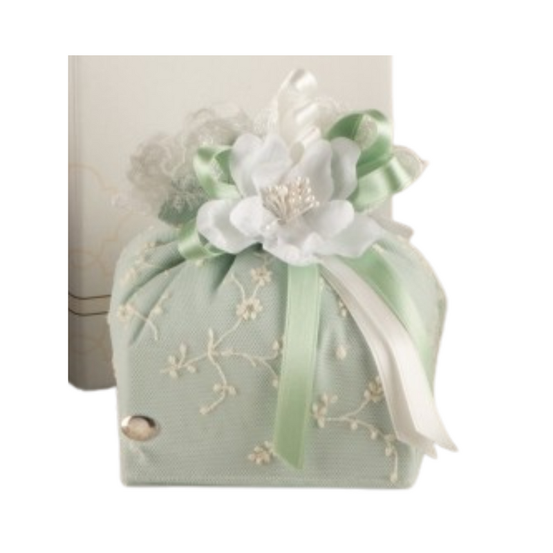 SACCHETTO QUADRO VERDE L'INFINITO | in pizzo e tulle | 10x14cm - | Adele Chérie - articoli da regalo e bomboniere