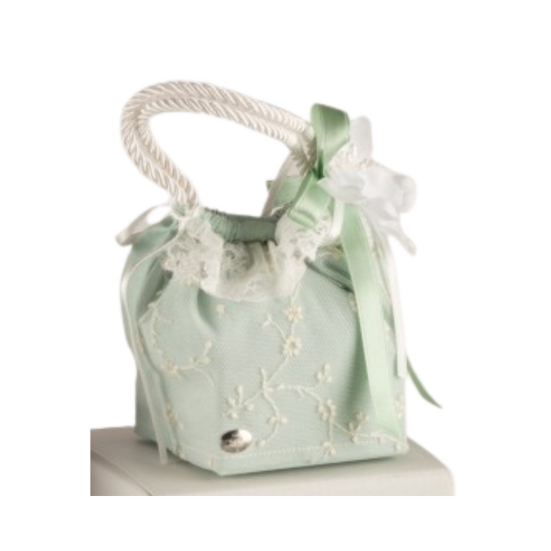 SACCHETTO BORSA VERDE L'INFINITO | in pizzo e tulle | varie misure - 12x12x18cm | Adele Chérie - articoli da regalo e bomboniere
