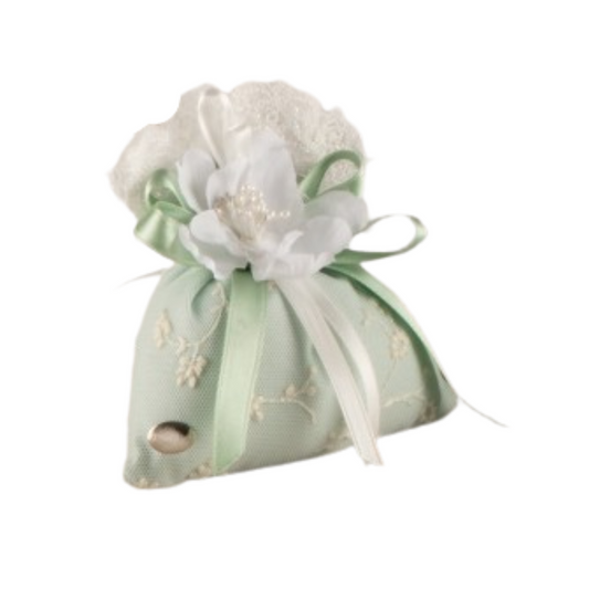 SACCHETTO VERDE L'INFINITO | in pizzo e tulle | Ø11x12cm - | Adele Chérie - articoli da regalo e bomboniere