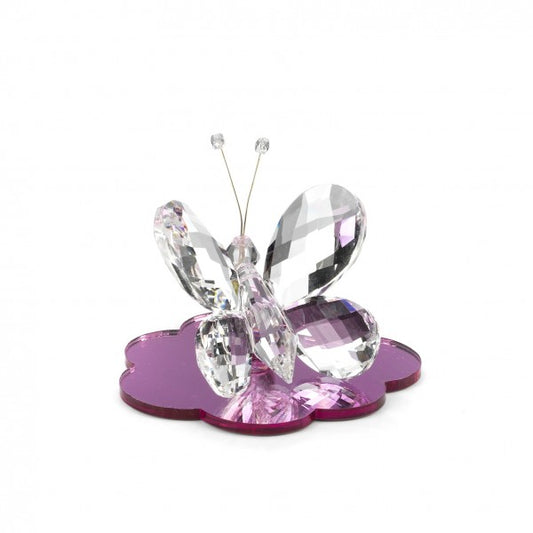 FARFALLA SU NUVOLA DEBORA CARLUCCI | in cristallo vari colori | 8x8x6cm - cristallo / rosa | Adele Chérie - articoli da regalo e bomboniere