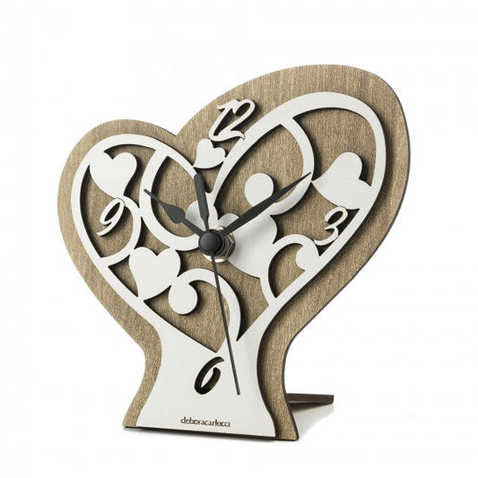 OROLOGIO CUORE OLIMPIA DEBORA CARLUCCI | in legno | 14x14cm - | Adele Chérie - articoli da regalo e bomboniere