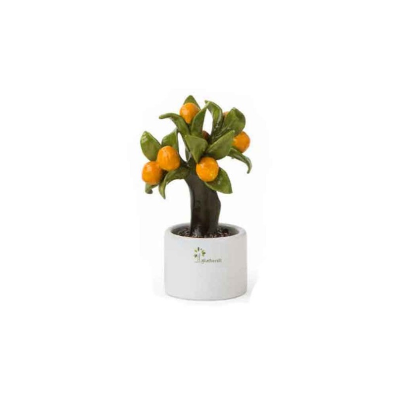 ALBERO ALLEGRO ARANCIO GLI ALBERELLI | in ceramica di Capodimonte | Ø6x11cm - | Adele Chérie - articoli da regalo e bomboniere