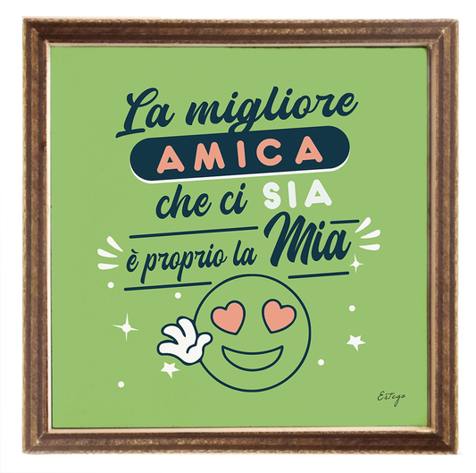 QUADRETTO MIGLIORE AMICA KODAMA | con piantina | 10x10cm - | Adele Chérie - articoli da regalo e bomboniere