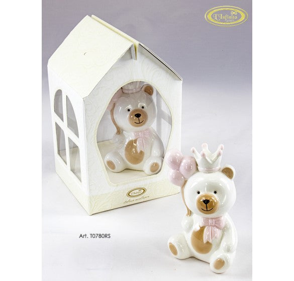 ORSETTO ROSA | in porcellana | h15cm - | Adele Chérie - articoli da regalo e bomboniere