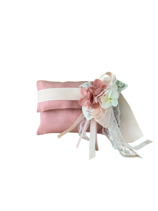 POCHETTE SARA'S | in puro lino | 11x13cm - sacchetti portaconfetti / rosa | Adele Chérie - articoli da regalo e bomboniere