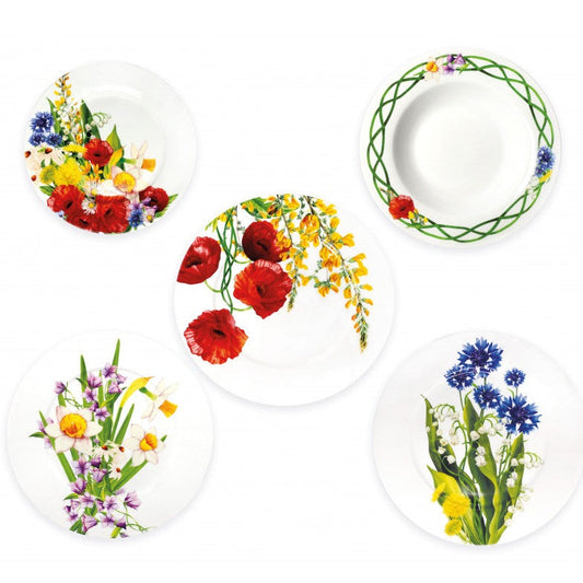 SERVIZIO PIATTI FIORI DI CAMPO BRANDANI | in porcellana | 18pz