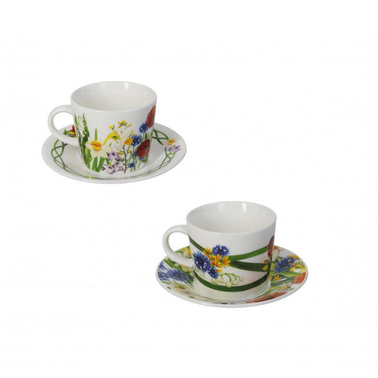 TAZZINE DA CAFFE' FIORI DI CAMPO BRANDANI | in New Bone China | 2pz